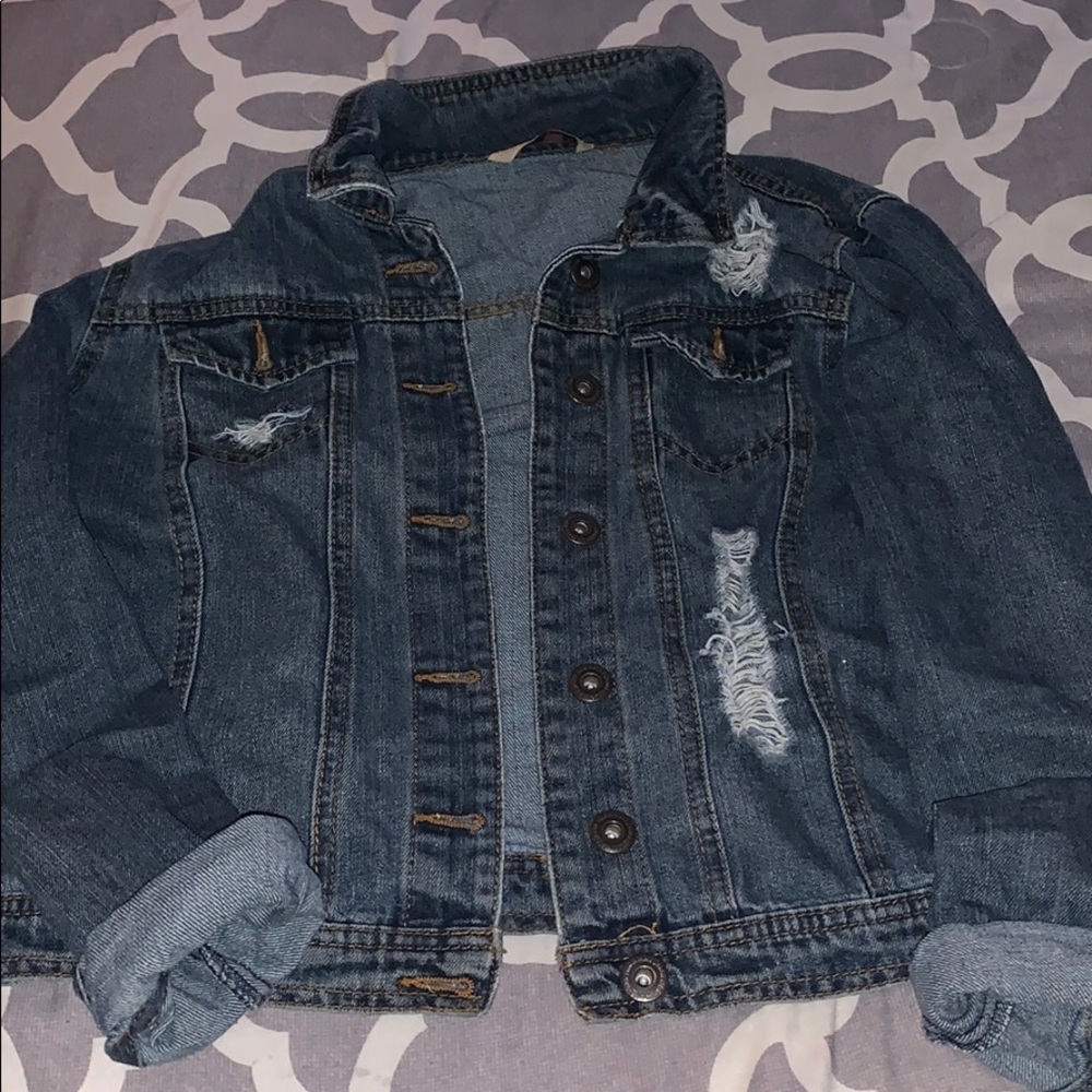 Distressed jean jacket